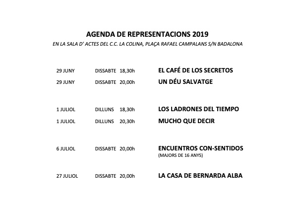 Agenda de representacions